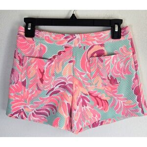 Lilly Pulitzer Alycia Poolside Blu Love Shorts Women's Size 0‎ Texturized Preppy